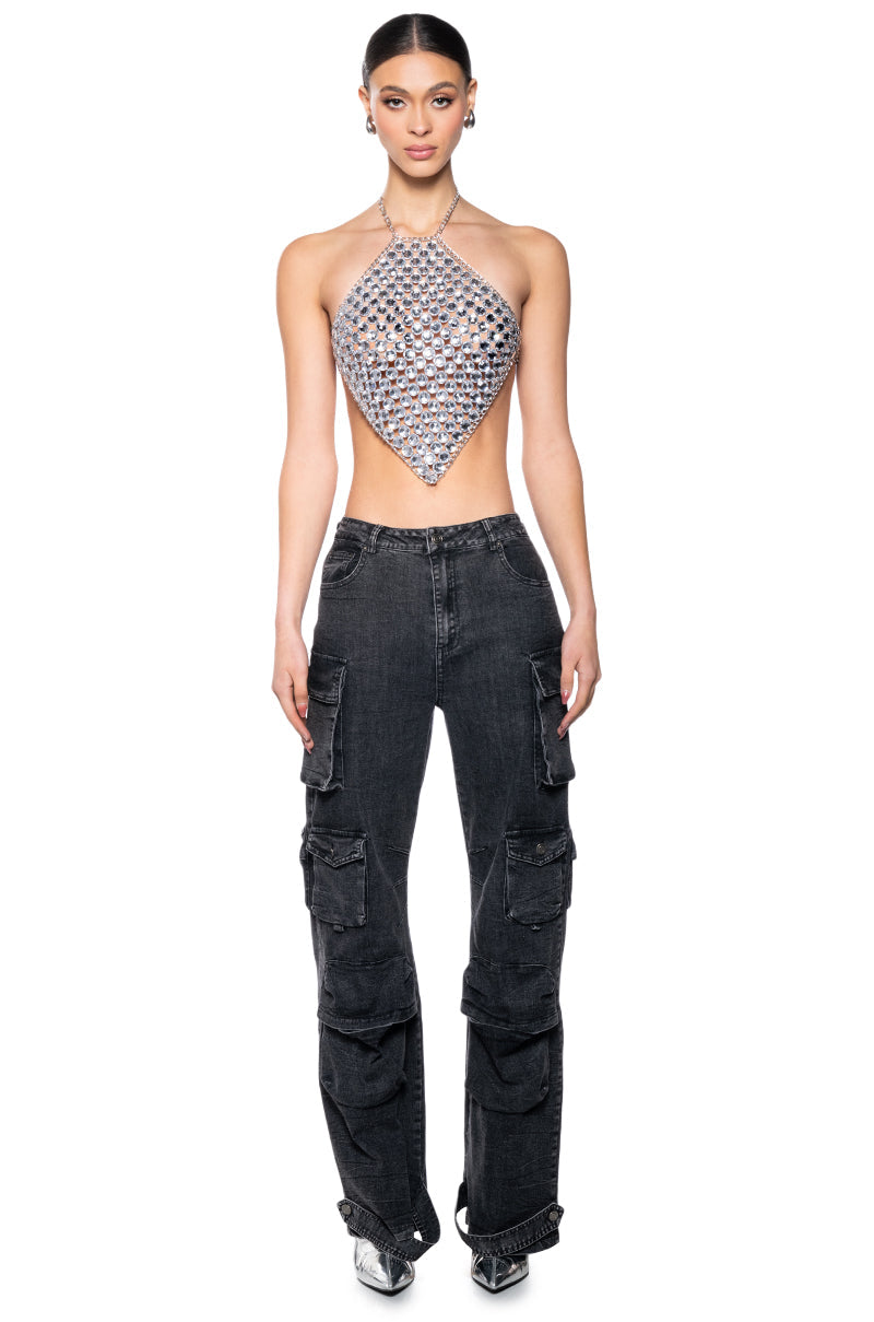 PRESSURE MAKES DIAMONDS HALTER NECK CHAIN TOP