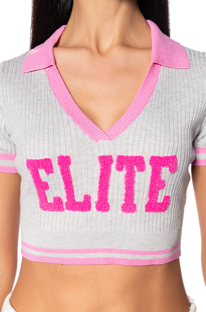 PRETTY ELITE CROPPED COLLARED SWEATER