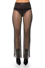 ROXY RHINESTONE MESH STRAIGHT LEG PANT