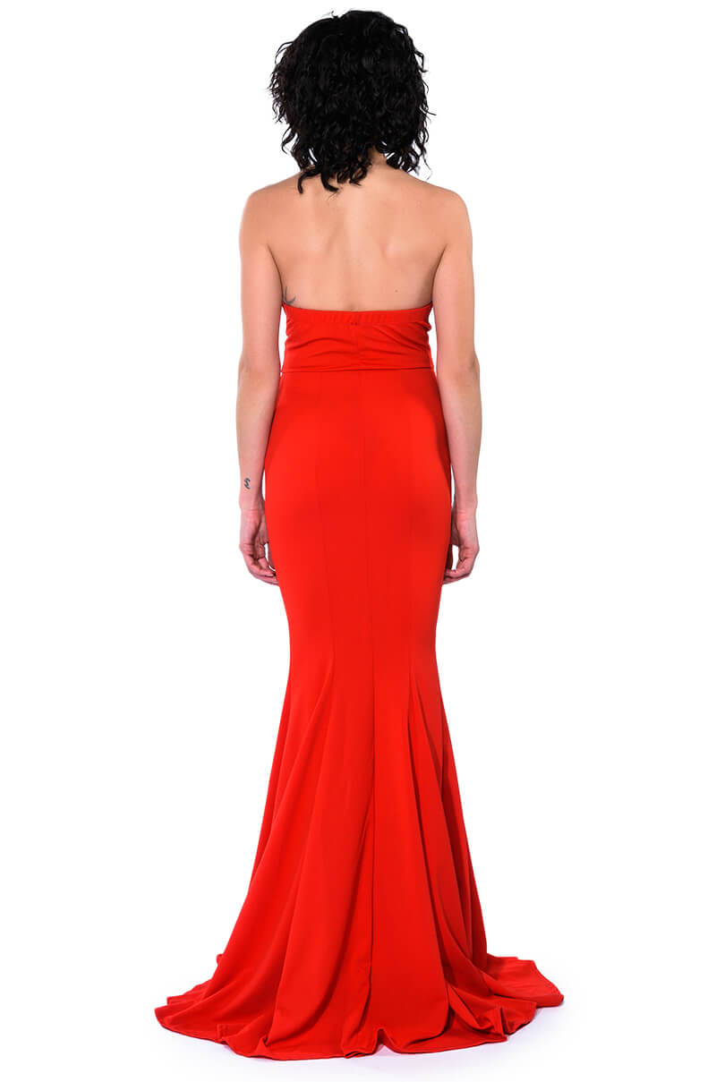 RUN THE WORLD STRAPLESS MAXI DRESS