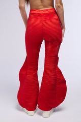 RUNAWAY PLEATED FLARE TROUSER PANT IN RED