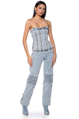 RYAN STRAPLESS DENIM TOP