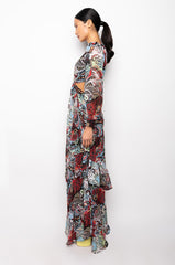 SCARF PRINT CUT OUT MAXI DRESS