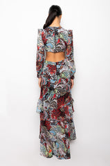 SCARF PRINT CUT OUT MAXI DRESS