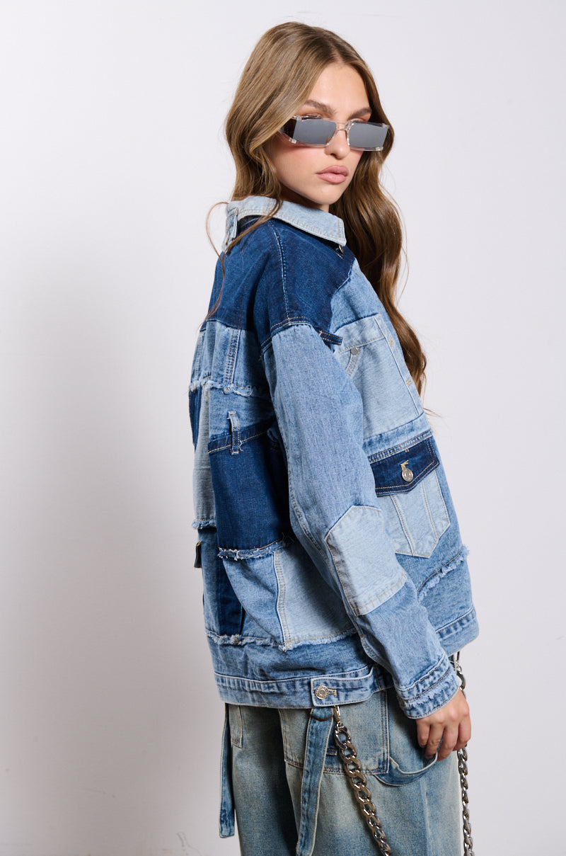 SCATTERED PATCHWORK OVERSIZED DENIM