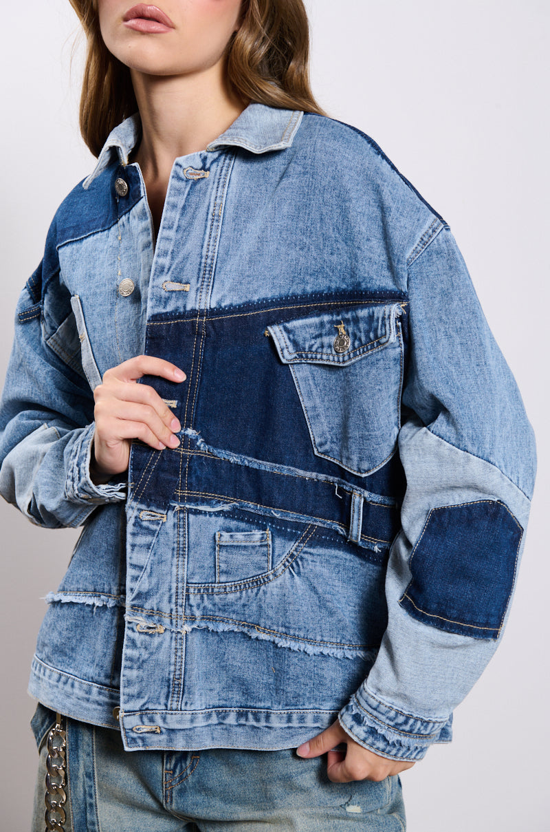 SCATTERED PATCHWORK OVERSIZED DENIM