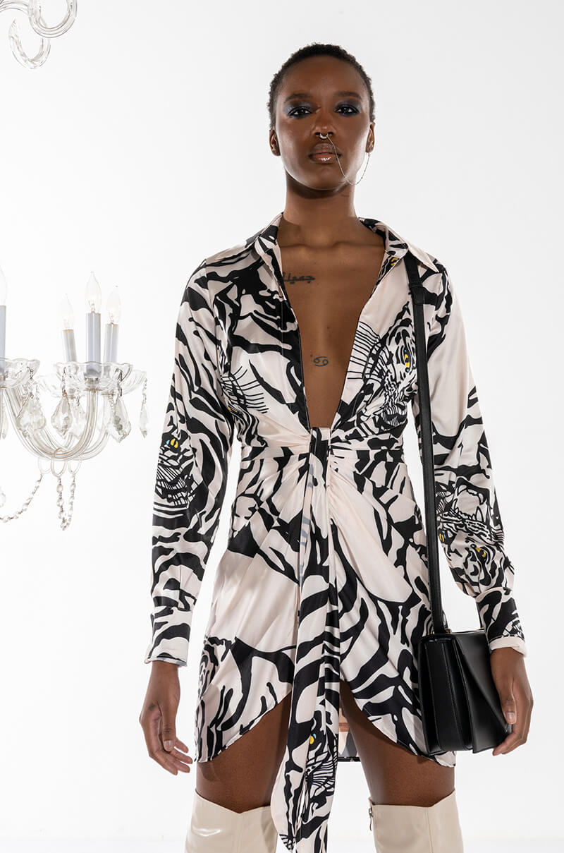 SHE'S DANGEROUS LOW V MINI DRESS