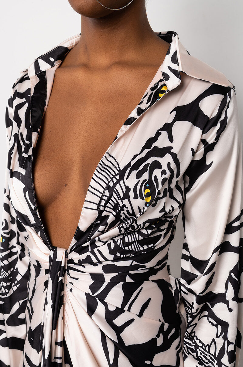 SHE'S DANGEROUS LOW V MINI DRESS