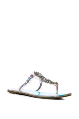 SHINEE EMBELLISHED FLAT SANDAL IN HOLOGRAM