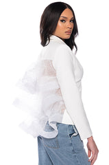 SHOW STOPPER BIRTHDAY RUFFLE BLAZER