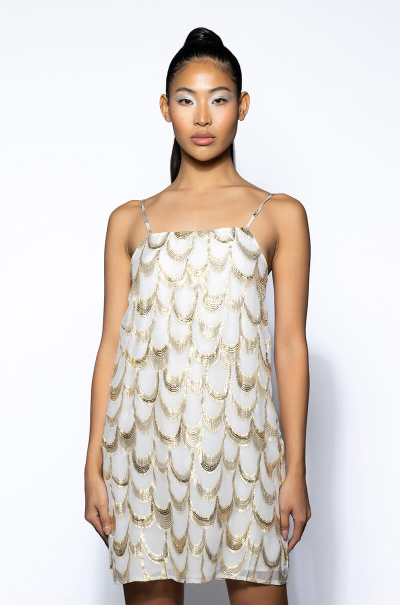 SIMPLY CUTE GOLD DETAIL MINI DRESS