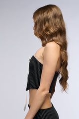 SITTING PRETTY PIN STRIPE CORSET TOP