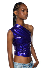 SLEEK VINYL ONE SHOULDER TOP