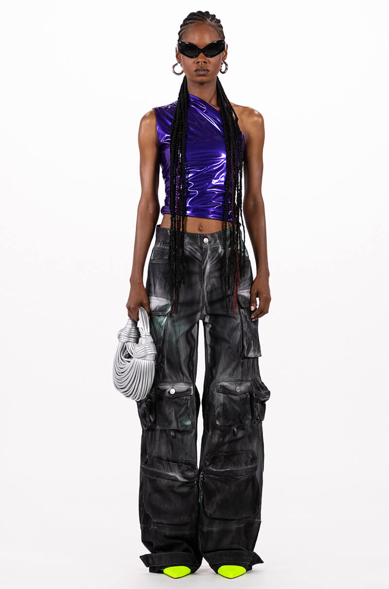 SLEEK VINYL ONE SHOULDER TOP