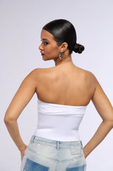 SNATCHED CORSET STRAPLESS BODYSUIT IN WHITE