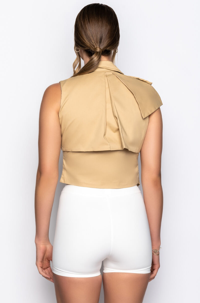 SPRING FORWARD CROP SLEEVELESS TRENCH VEST