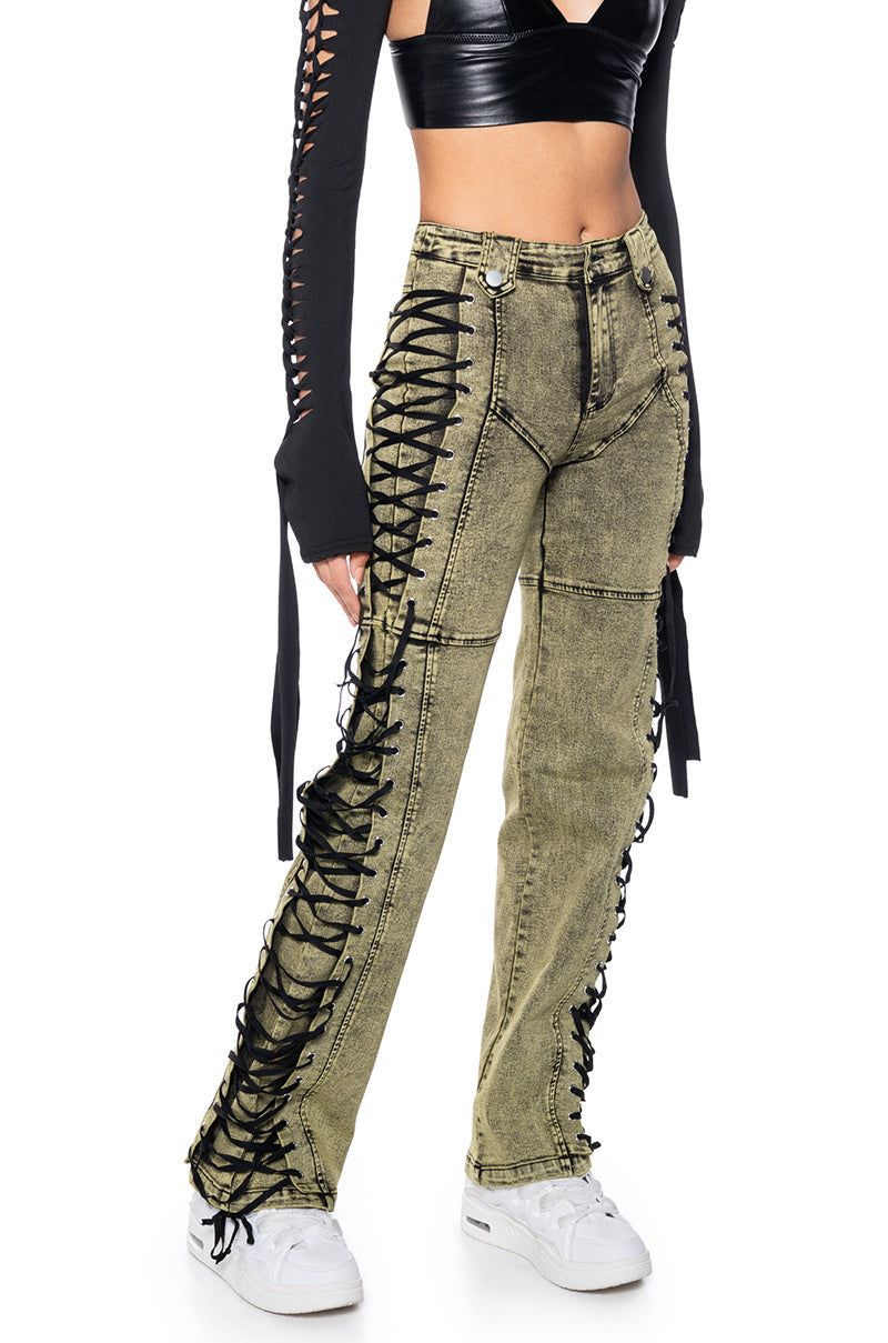 STAND OUT LACED UP JEANS