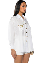 STAY FLY OVERSIZED BUTTON DOWN BLOUSE