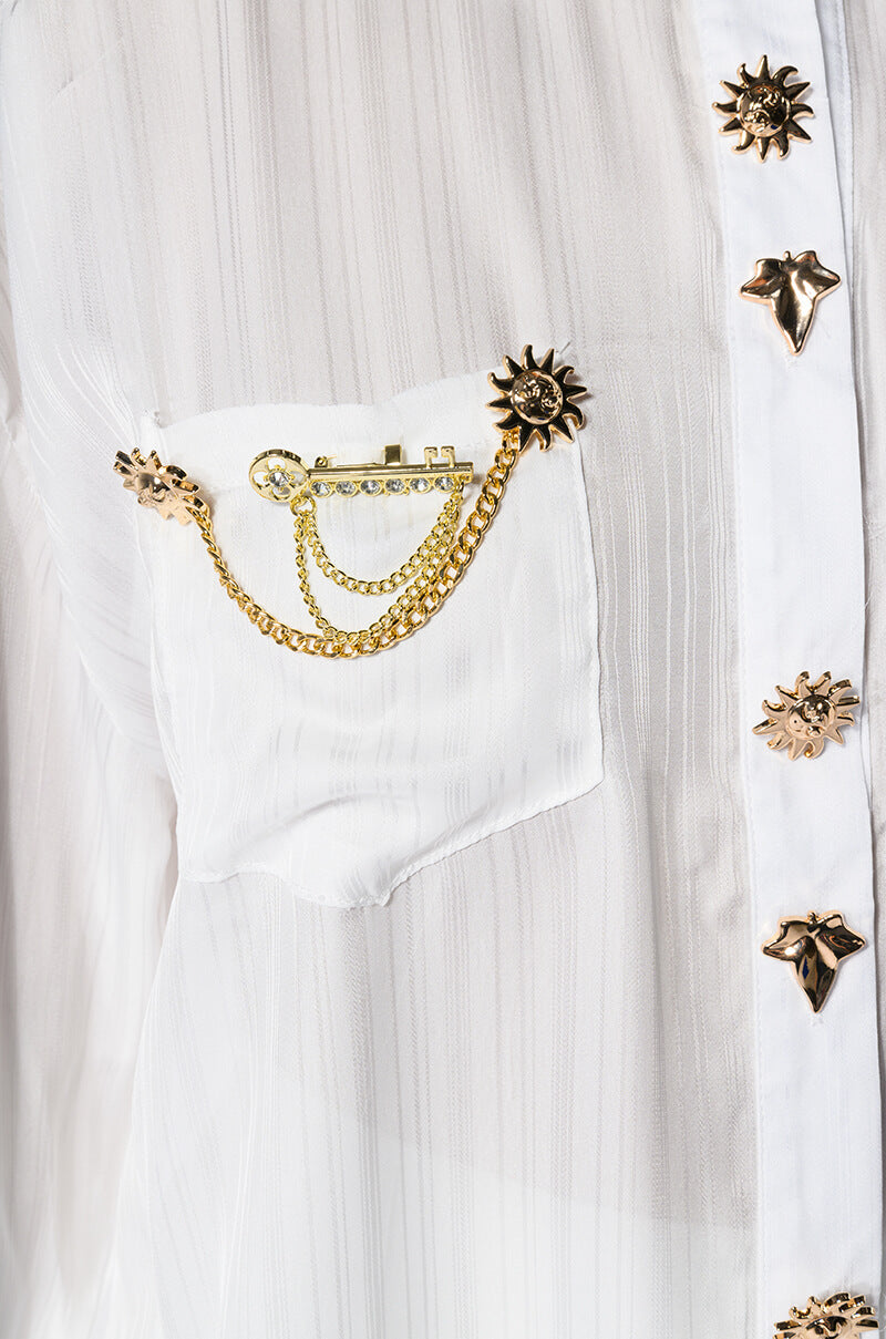 STAY FLY OVERSIZED BUTTON DOWN BLOUSE