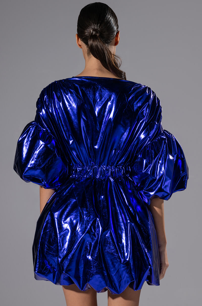 SUPERSTAR METALLIC V NECK MINI DRESS