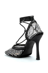 ROSALYN MESH AND EMBELLISHED PUMP IN BLACK