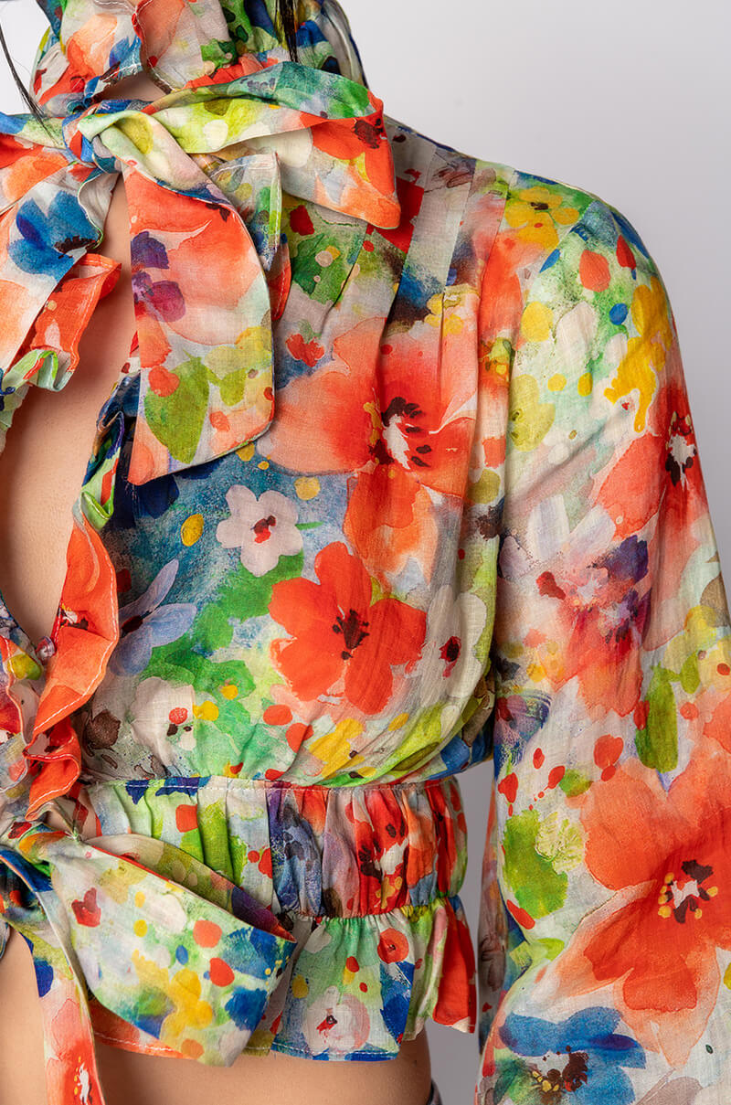 SWEPT AWAY BOW DETAIL BLOUSE