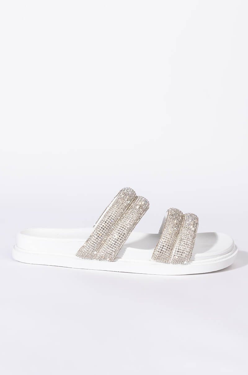 TAKE ME TO SPACE FLAT SANDAL IN WHITE