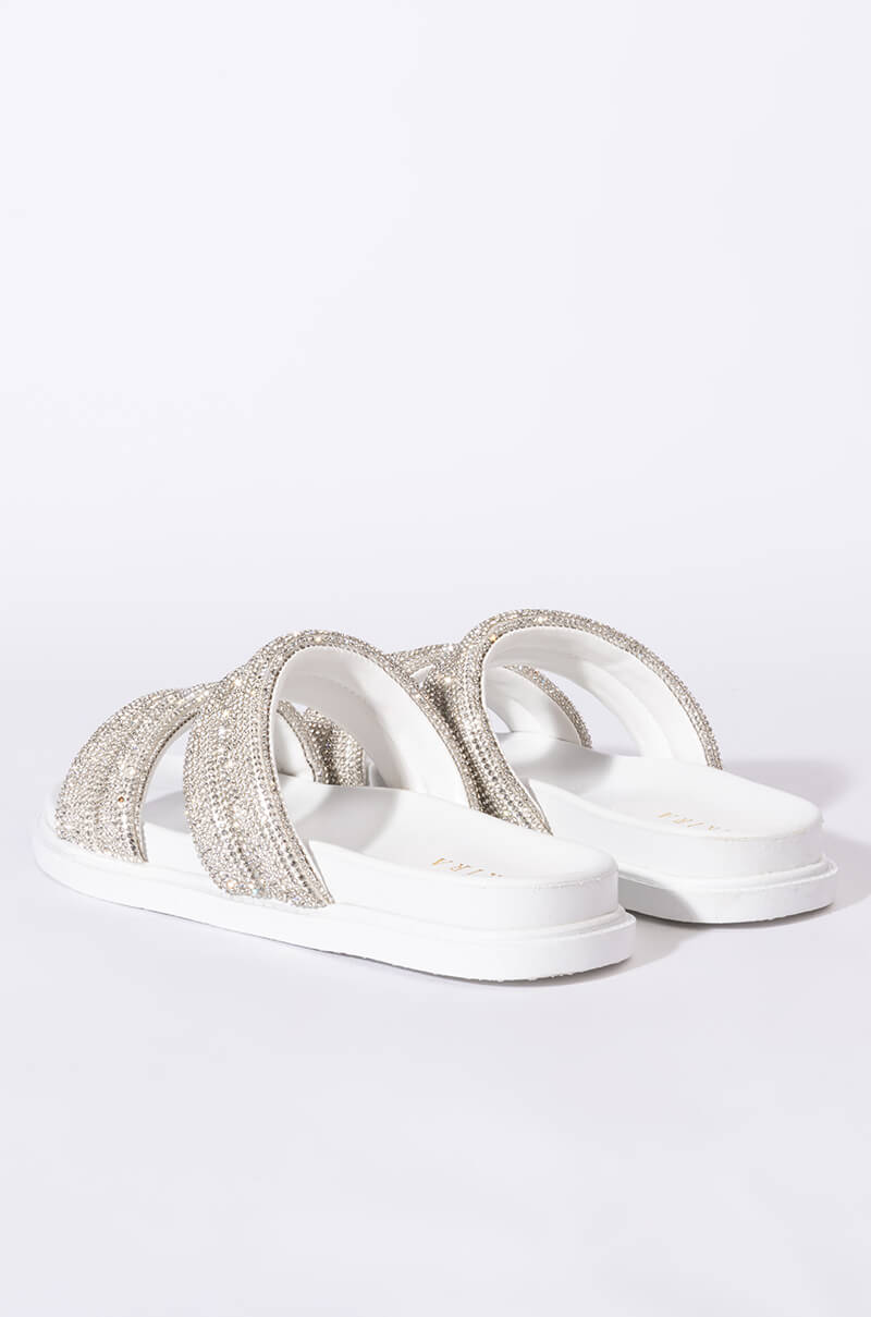 TAKE ME TO SPACE FLAT SANDAL IN WHITE