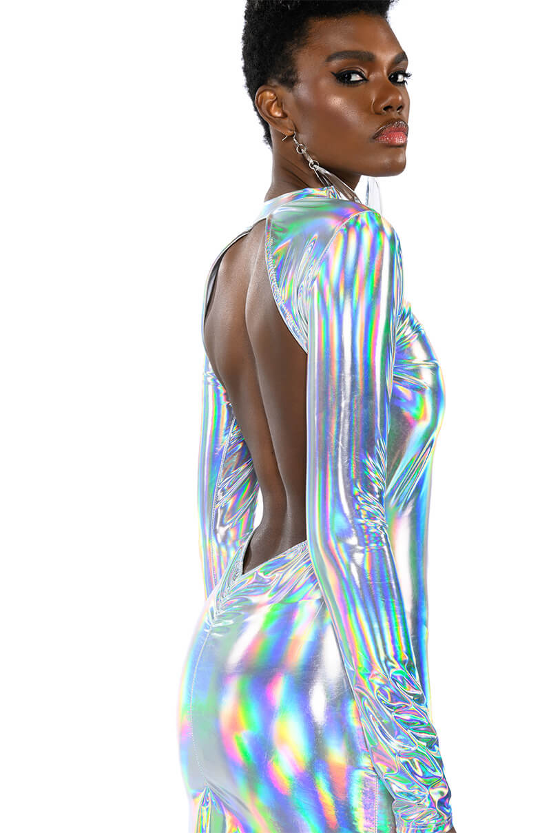 TALK ABOUT ME METALLIC MIDI DRESS