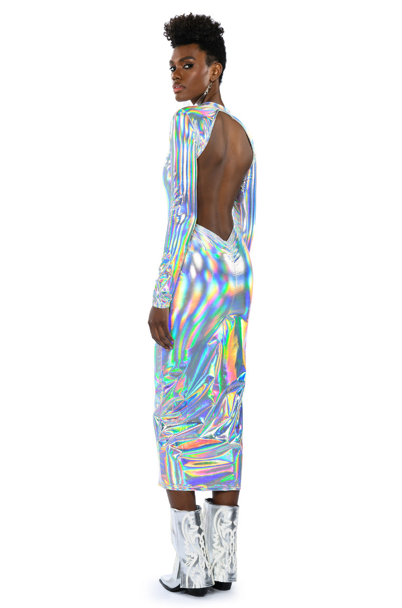 TALK ABOUT ME METALLIC MIDI DRESS