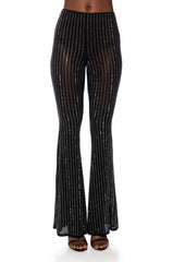 TAMERA RHINESTONE MESH FLARE PANT