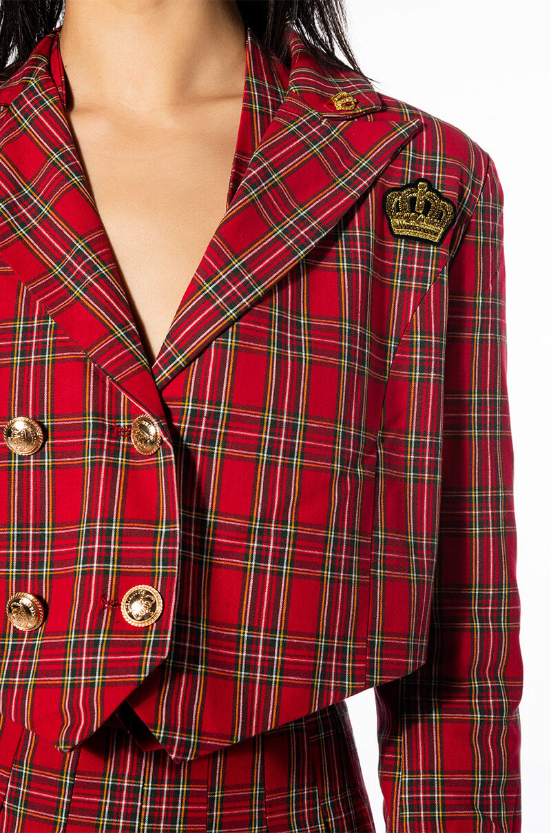 TARTAN RED PLAID BLAZER