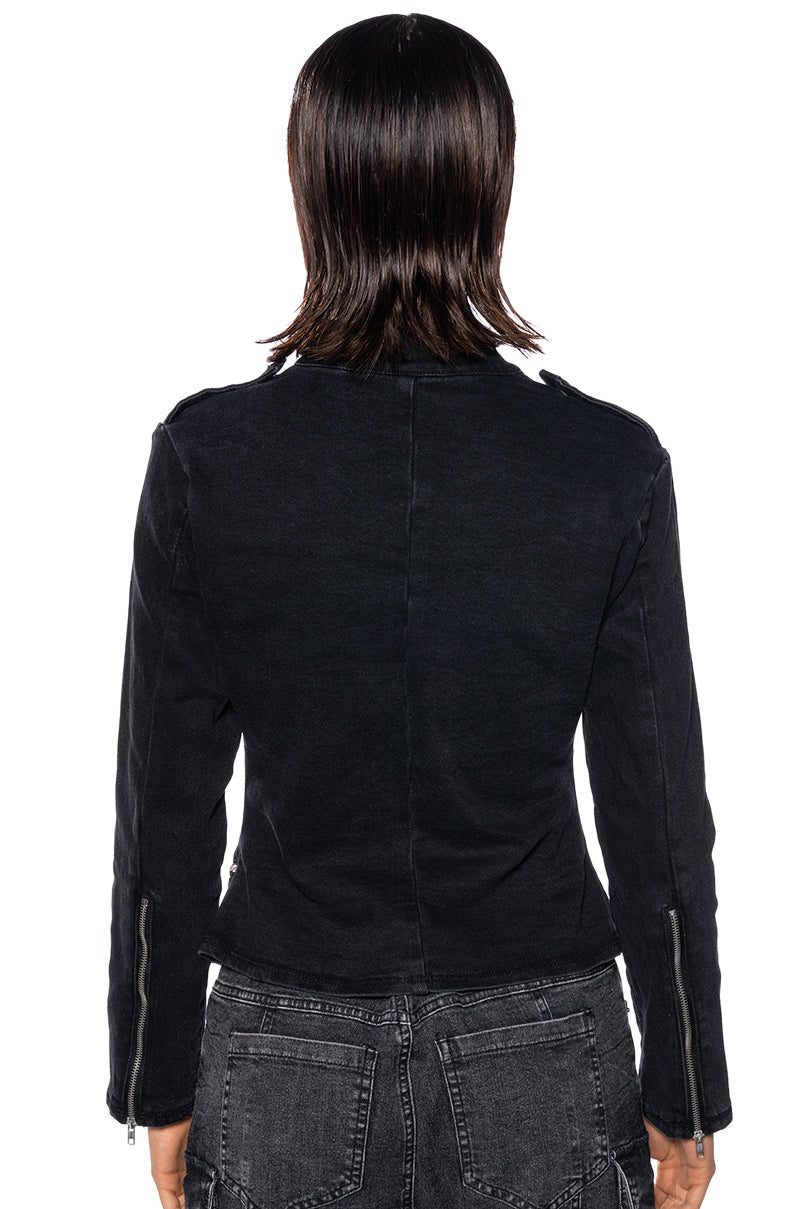 THE LYDIA ZIP UP DENIM JACKET TOP