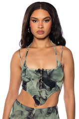 THINK ABOUT ME MESH CORSET TOP
