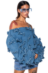 TIE ME UP OFF THE SHOULDER SWEATSHIRT