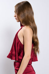 TIL WE MEET AGAIN SATIN HALTER TOP