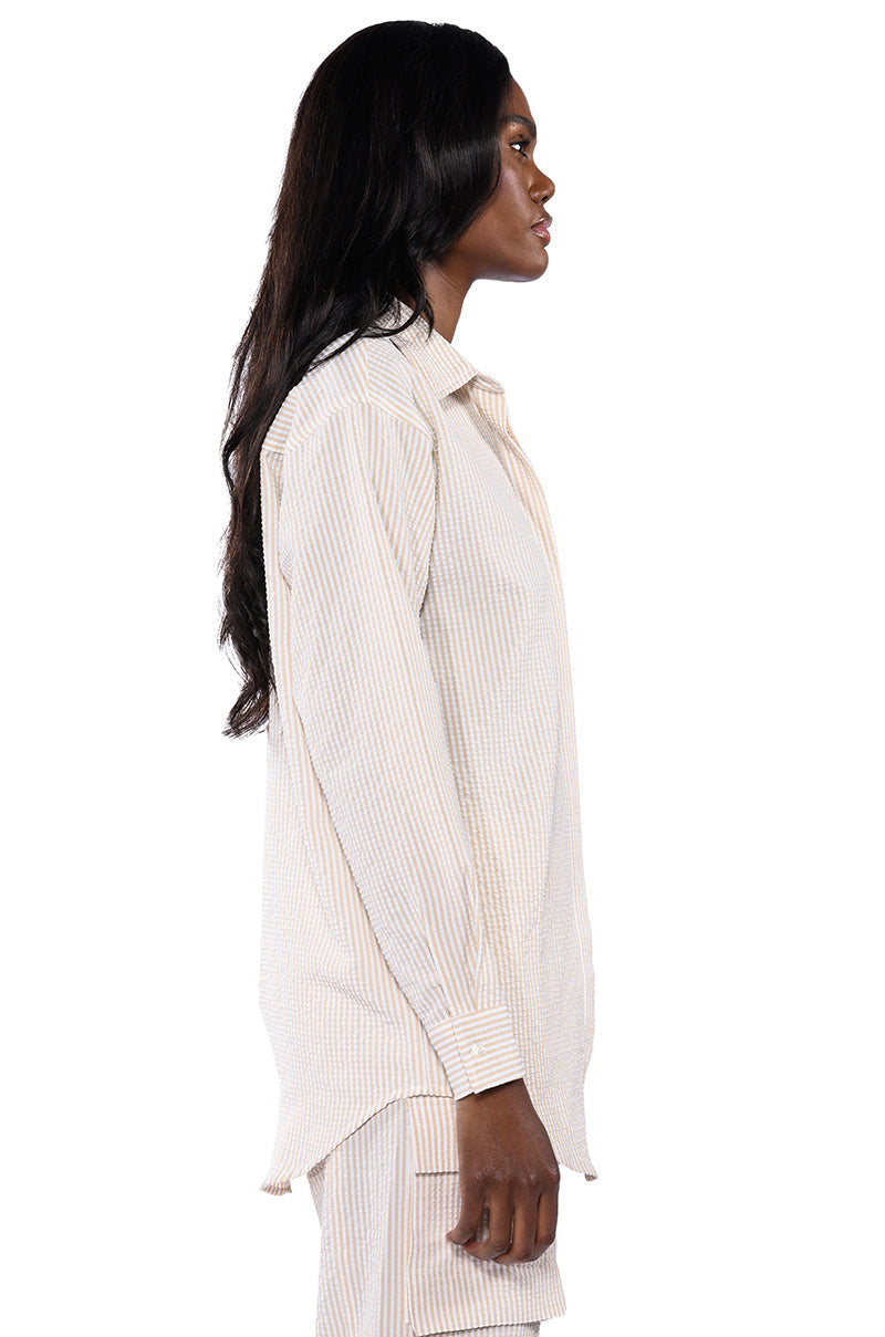 TOTO SEERSUCKER BUTTON DOWN SHIRT