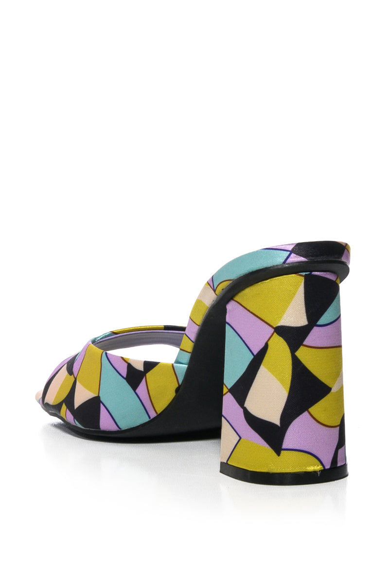UNTOLD PATTERN DESIGN CHUNKY SANDAL IN PURPLE