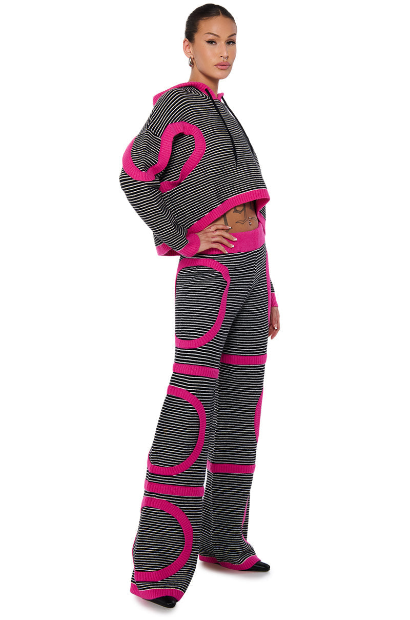 UNTOUCHABLE STRIPED KNIT HOODED SWEATSHIRT