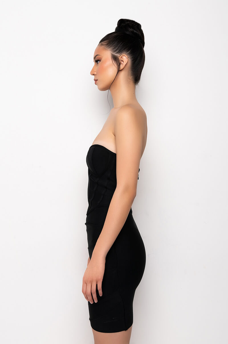 WHAT YOU NEED BANDAGE CORSET TOP MINI DRESS
