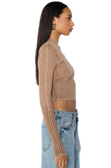 WILLOW CORSET LONG SLEEVE TEE IN LIGHT BROWN