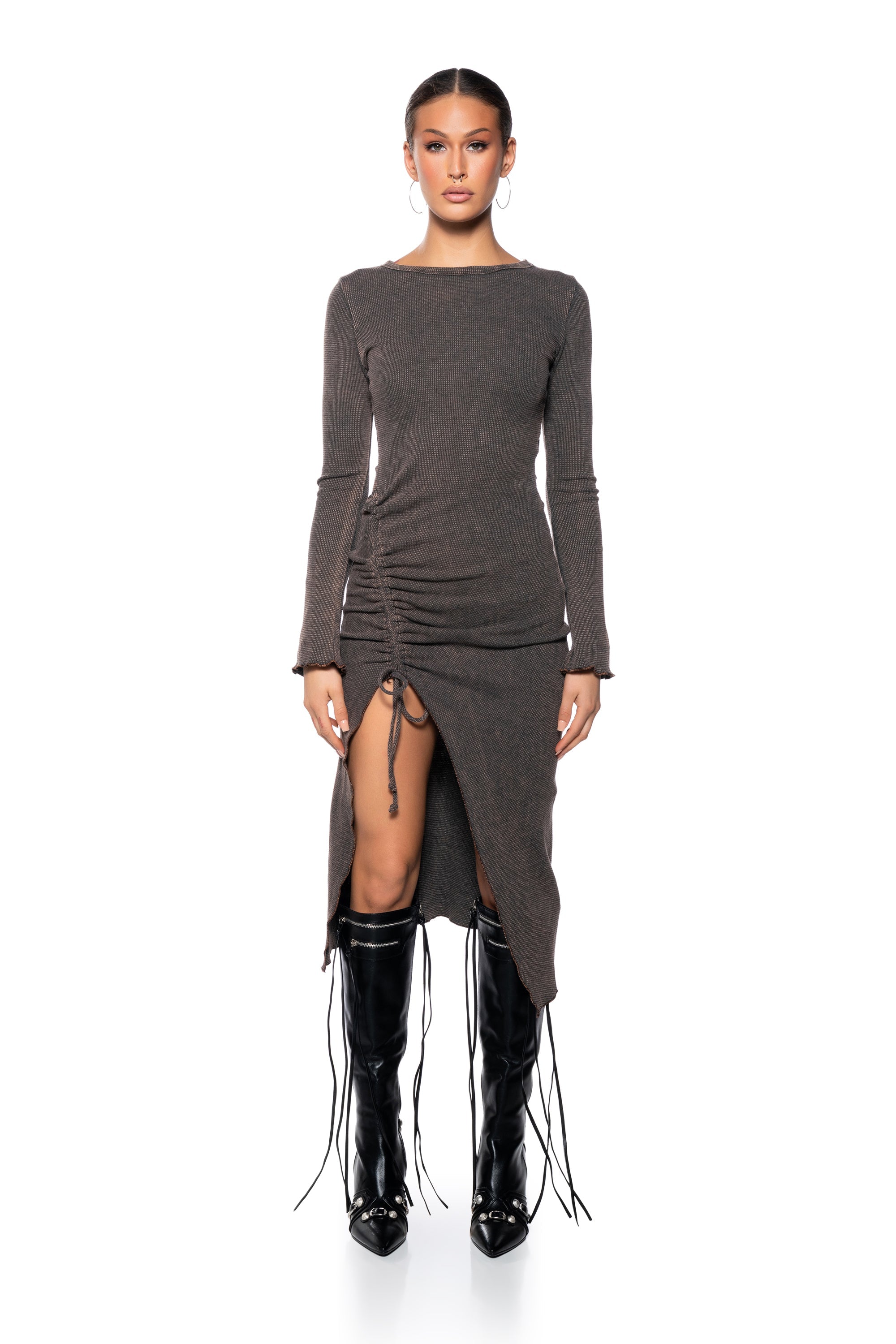 WINSTON SIDE CINCH MINERAL WASH MIDI DRESS