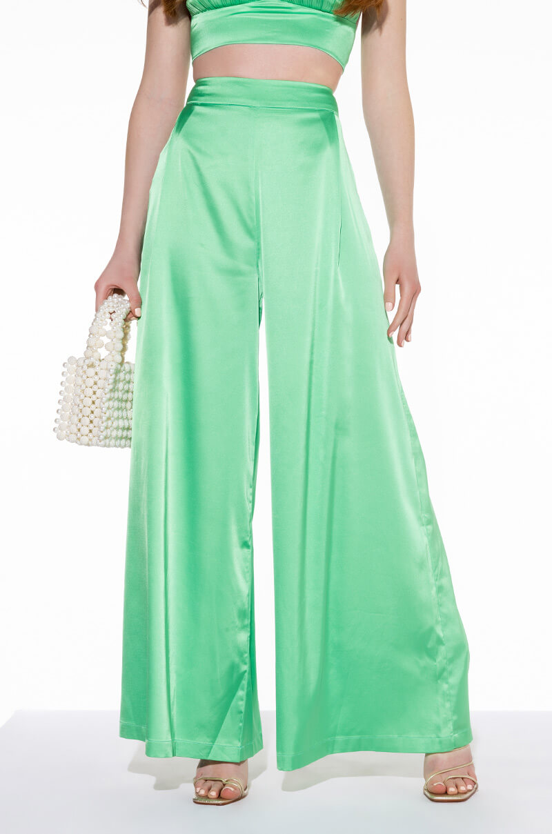WISHFUL THINKING SATIN WIDE LEG PANT