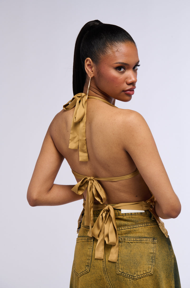 WONT STOP MOVIN CHAINMAIL HALTER TOP