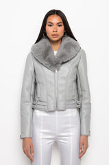 XANDER BONDED FABRIC MOTO JACKET