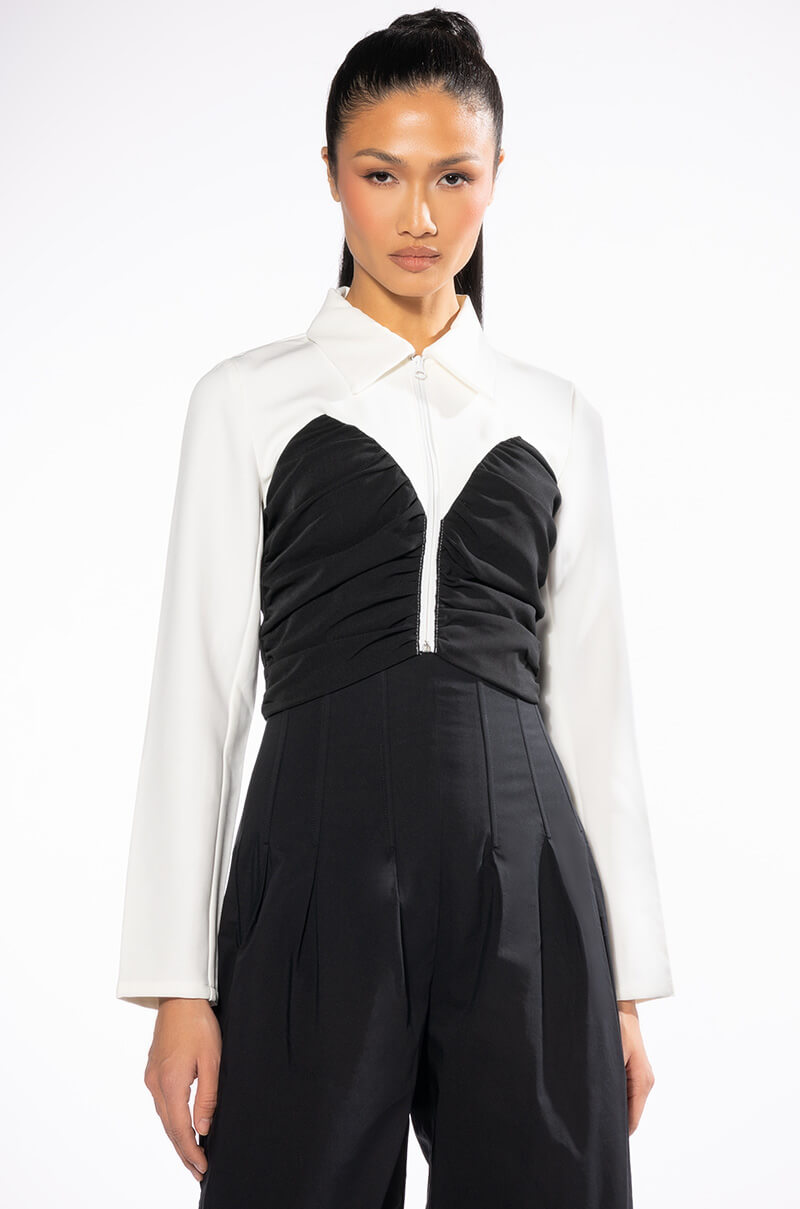 ZIPPIE DETAIL BLOUSE