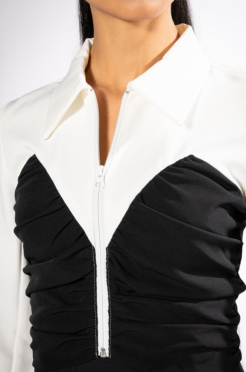 ZIPPIE DETAIL BLOUSE