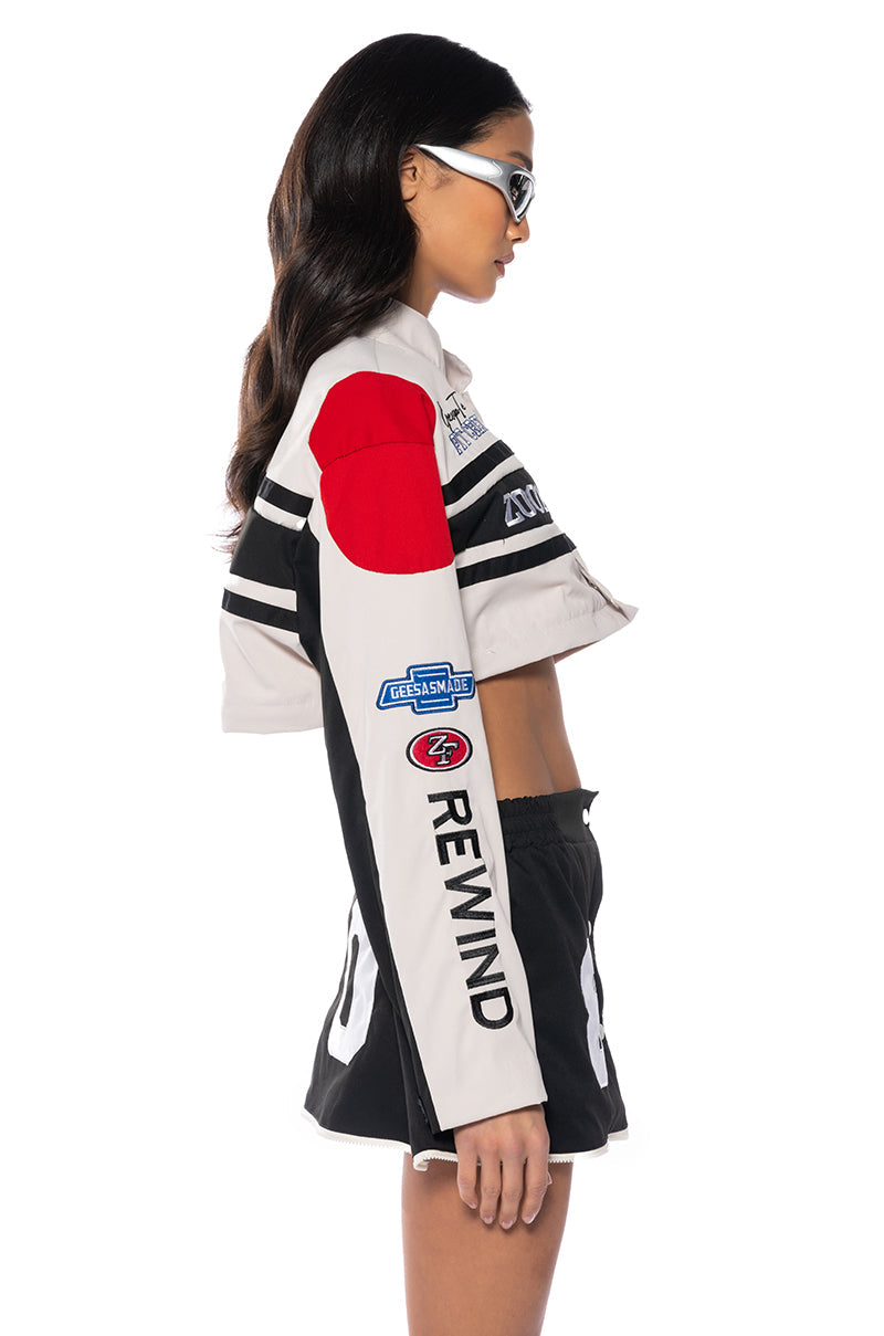 ZOOM ZOOM TWO IN ONE BOMBER SKIRT SET