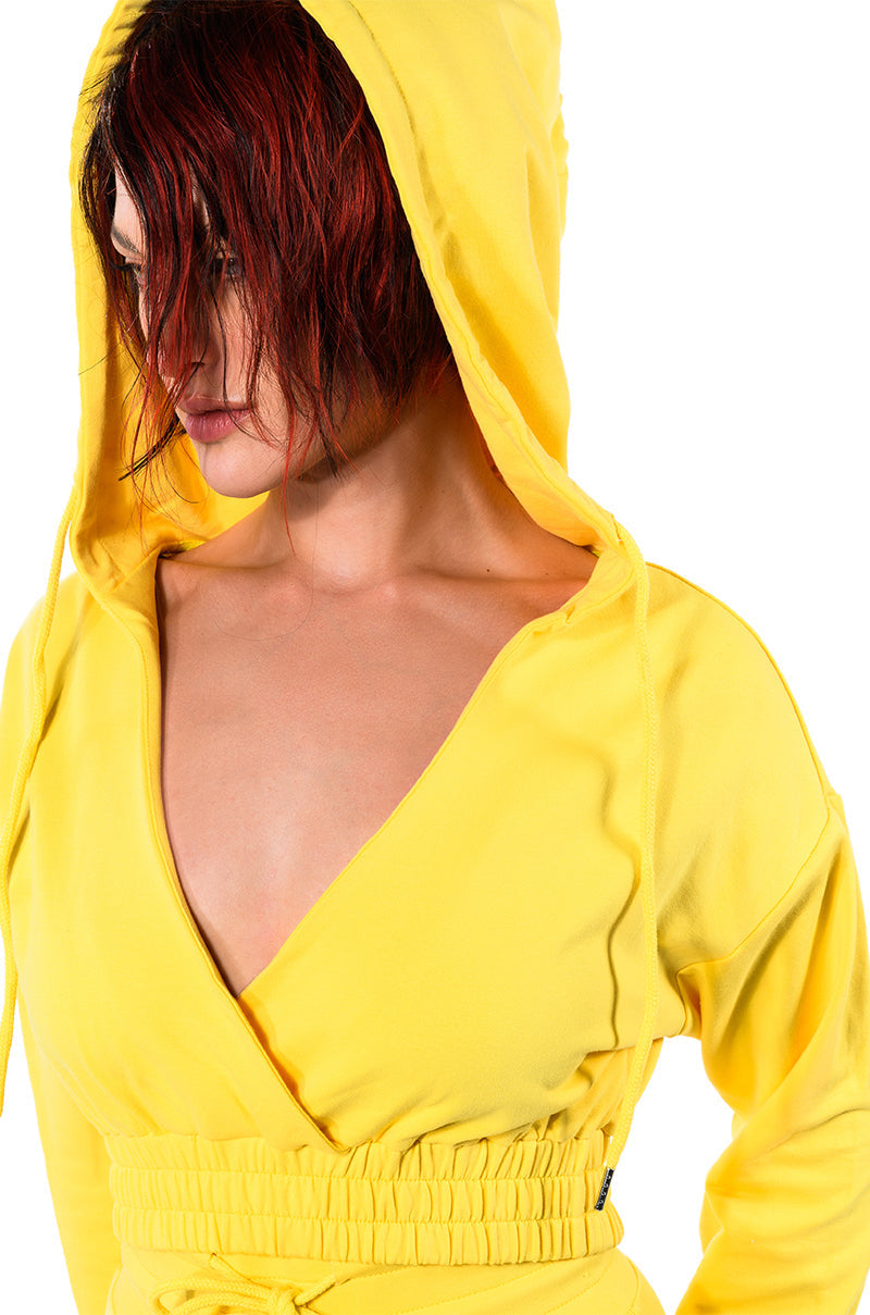 ZUMI CROPPED WRAP FRONT HOODIE